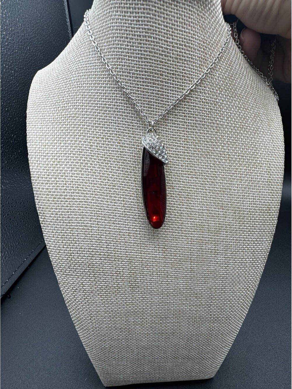 Paparazzi Red Crystal Pendant Necklace & Earrings Set Silver Tone Boutique NWT